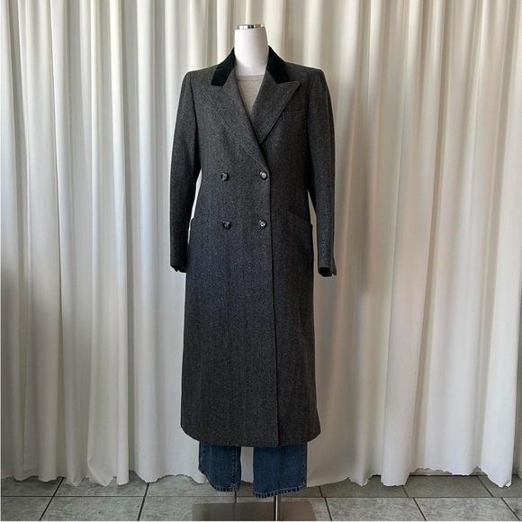 mister coats by david baker Jackets & Blazers - VTG 80s Double Breasted Mister Coats by David Baker Wool Herringbone Overcoat.